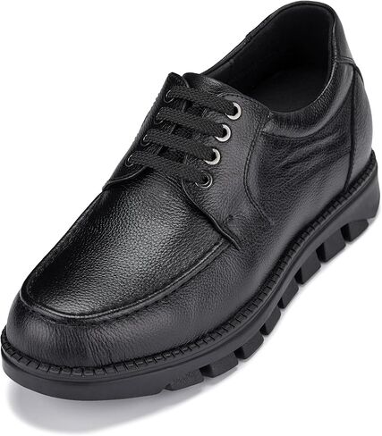 CALTO Men's Invisible Height Increasing Elevator Shoes - Pebble Grain Leather Lace-up Casual Shoes - 3 Inches Taller in Saudi Arabia