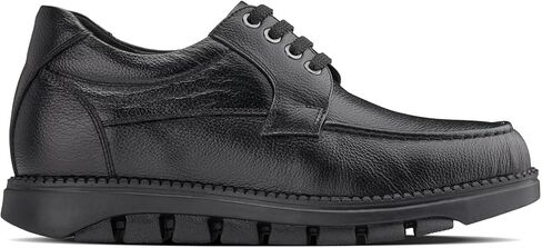 CALTO Men's Invisible Height Increasing Elevator Shoes - Pebble Grain Leather Lace-up Casual Shoes - 3 Inches Taller in Kuwait