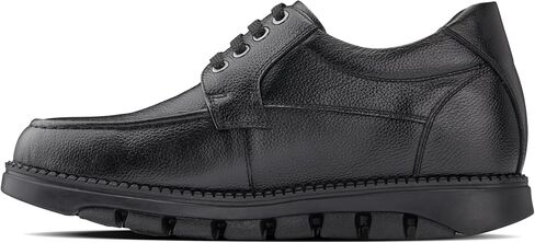 CALTO Men's Invisible Height Increasing Elevator Shoes - Pebble Grain Leather Lace-up Casual Shoes - 3 Inches Taller in Kuwait