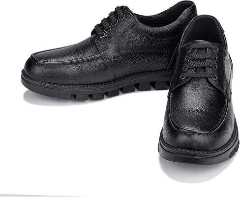CALTO Men's Invisible Height Increasing Elevator Shoes - Pebble Grain Leather Lace-up Casual Shoes - 3 Inches Taller in Kuwait
