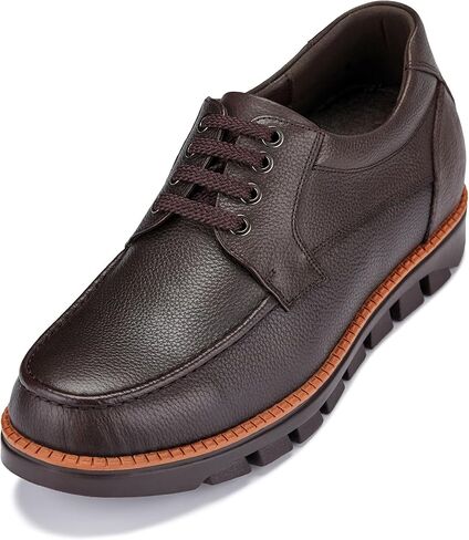 CALTO Men's Invisible Height Increasing Elevator Shoes - Pebble Grain Leather Lace-up Casual Shoes - 3 Inches Taller in Saudi Arabia