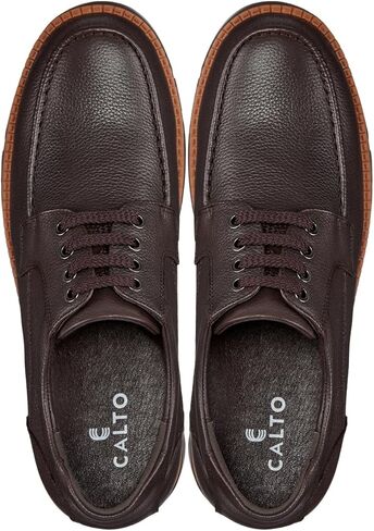 CALTO Men's Invisible Height Increasing Elevator Shoes - Pebble Grain Leather Lace-up Casual Shoes - 3 Inches Taller in Saudi Arabia