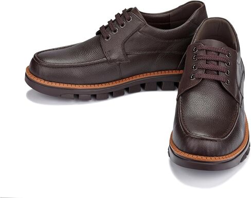 CALTO Men's Invisible Height Increasing Elevator Shoes - Pebble Grain Leather Lace-up Casual Shoes - 3 Inches Taller in Saudi Arabia