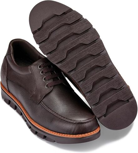 CALTO Men's Invisible Height Increasing Elevator Shoes - Pebble Grain Leather Lace-up Casual Shoes - 3 Inches Taller in Saudi Arabia