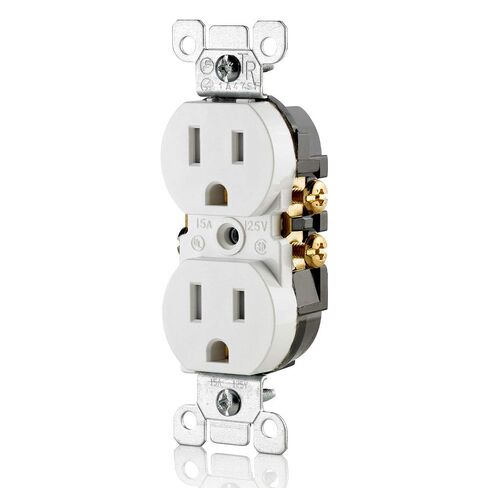 Leviton T5320-I Straight Blade Tamper Resistant Duplex Receptacle, 125 V, 15 A, 2 Pole, 3 Wire, 1 Pack, Ivory in Saudi Arabia