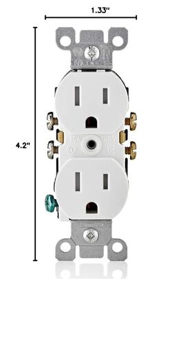 Leviton T5320-I Straight Blade Tamper Resistant Duplex Receptacle, 125 V, 15 A, 2 Pole, 3 Wire, 1 Pack, Ivory in Saudi Arabia