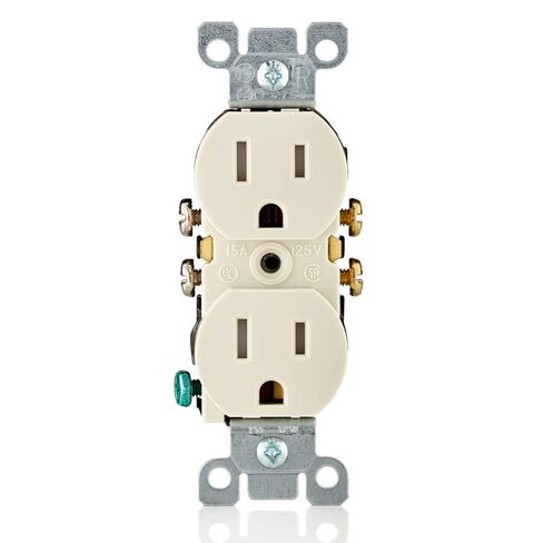 Leviton T5320-I Straight Blade Tamper Resistant Duplex Receptacle, 125 V, 15 A, 2 Pole, 3 Wire, 1 Pack, Ivory in Saudi Arabia
