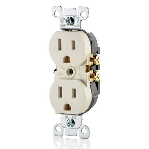 Leviton T5320-I Straight Blade Tamper Resistant Duplex Receptacle, 125 V, 15 A, 2 Pole, 3 Wire, 1 Pack, Ivory in Saudi Arabia