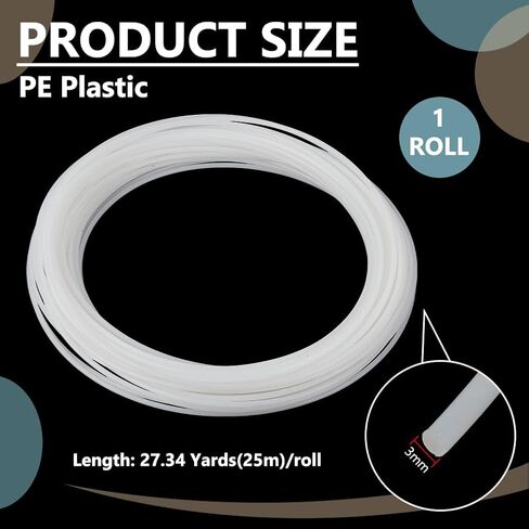 BENECREAT 27.3 Yards PE Plastic Modeling Strip, 3mm White Plastic Welt Cord Piping for Crochet, Knitting, Weaving or Trim in Garments, Cushions in Saudi Arabia