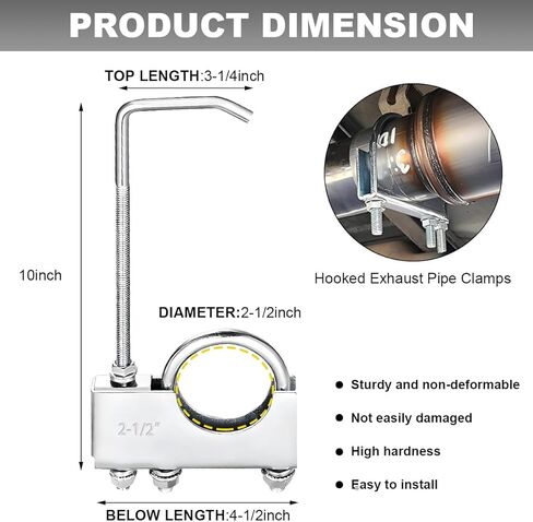 Exhaust Clamp with Hanger, 2.25" Exhaust Pipe Clamp Exhaust System Hanger Rear Muffler Hanger, Heavy Duty Universal Clamp On Exhaust Hanger for 2-1/4" Car Truck Exhaust Pipe (2.25 inch) in Saudi Arabia