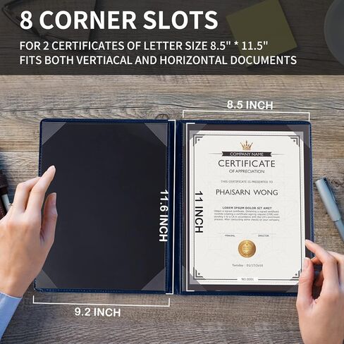 Certificate Holders Diploma Cover Padded Graduation Gifts US Citizenship Naturalization 8.5 x 11 - Blue Leather in Saudi Arabia