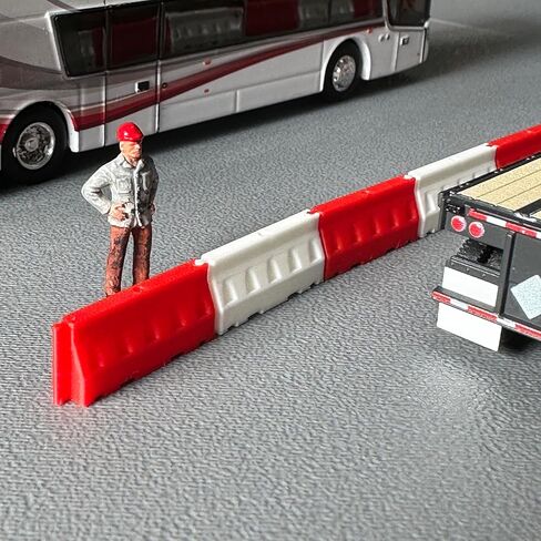 HO Scale (1:87) Interlocking Road Construction Barriers (24-Pack) – Model Railroad Scenery Accessories (White & Orange) in Saudi Arabia