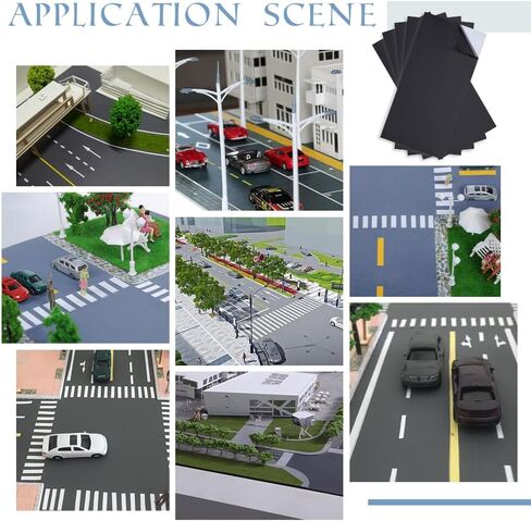 OLYCRAFT 5 Sheets Model Train Road Sticker Paper 23.6x11.8 Inch Black Miniature Asphalt Road Sticker Architectural Model Self-Adhesive Stickers for DIY Miniature Scene Layout in Saudi Arabia