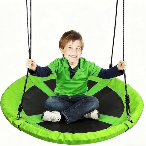 40 Inch Saucer Tree Swing 600lb Weight Capacity with 2pcs Hanging Straps, 900D Oxford Fabric Waterproof Durable Steel Frame and Carabiner for Kids Adults with Pillow,for Backyard (Blue, 40) in Saudi Arabia