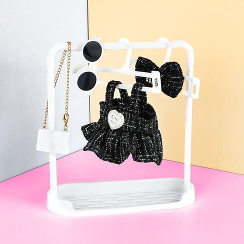 ملابس الدمى مقاس 17 سم ملابس وردية للدمى فستان أسود أنيق ومشابك شعر ونظارات وحقيبة إكسسوارات ملابس رائعة متوافقة مع الدمية (النمط 5) in Kuwait