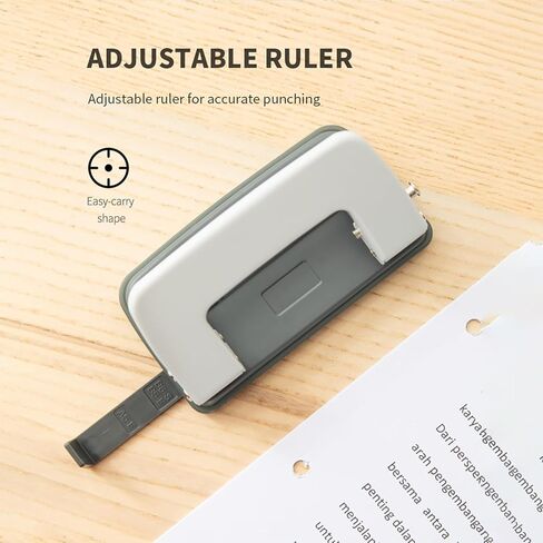 Premium 2 Hole Punch, 10 Sheet Capacity, Metal, Rubber Base, Easy-Clean Tray, Blue and White Randomly Shipped in Saudi Arabia