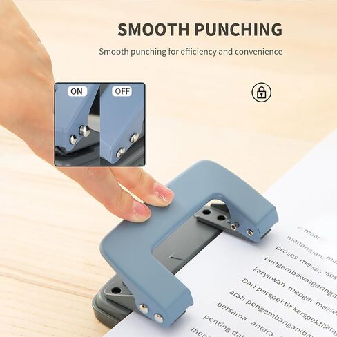 Premium 2 Hole Punch, 10 Sheet Capacity, Metal, Rubber Base, Easy-Clean Tray, Blue and White Randomly Shipped in Saudi Arabia