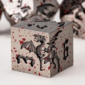 Metal DND Dragon Dice Set,D&D Polyhedral Dice with Dragon for Dungeons and Dragons RPG TTRPG D and D 7-Die Set with Gift Case in Saudi Arabia