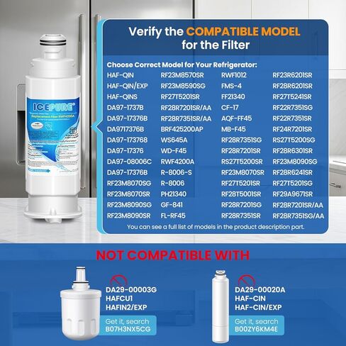 ICEPURE DA97-17376B Refrigerator Water filter Compatible with Samsung DA97-17376B, DA97-08006C, HAF-QIN, HAF-QIN/EXP,RF23M8070SG, BRF425200AP 1PACK in Saudi Arabia