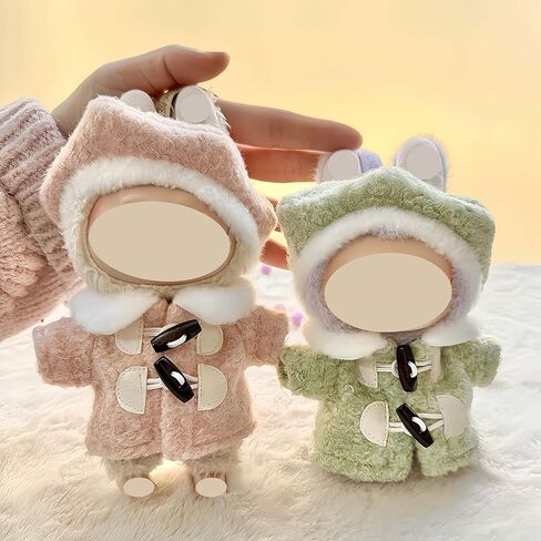 Winter Beret Coat Outfit 15-17cm Cute Two Piece Set Hat and Coat Fashionable Outfit Compatible with Labubu Gift (Two Colors) in Saudi Arabia