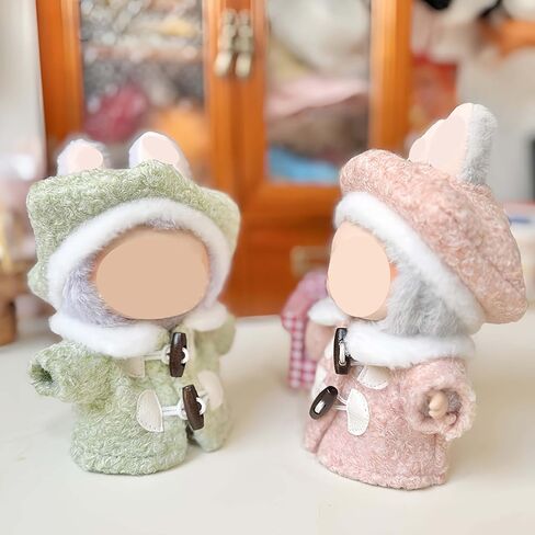 Winter Beret Coat Outfit 15-17cm Cute Two Piece Set Hat and Coat Fashionable Outfit Compatible with Labubu Gift (Two Colors) in Saudi Arabia
