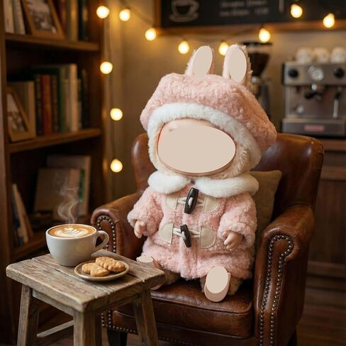 Winter Beret Coat Outfit 15-17cm Cute Two Piece Set Hat and Coat Fashionable Outfit Compatible with Labubu Gift (Two Colors) in Saudi Arabia
