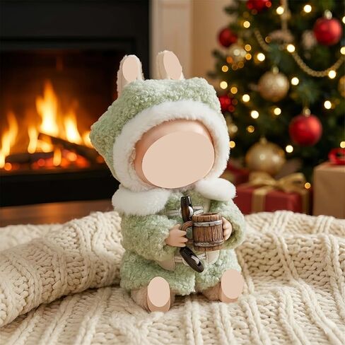Winter Beret Coat Outfit 15-17cm Cute Two Piece Set Hat and Coat Fashionable Outfit Compatible with Labubu Gift (Two Colors) in Saudi Arabia
