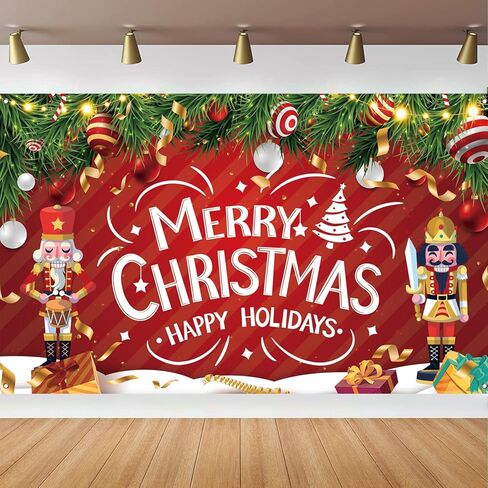 Merry Christmas Banner, Classic Holiday Christmas Banner Backdrop, Xmas Photography Background for Xmas Party Decorations, 71x43 Inch in Saudi Arabia