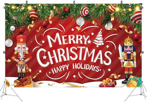 Merry Christmas Banner, Classic Holiday Christmas Banner Backdrop, Xmas Photography Background for Xmas Party Decorations, 71x43 Inch in Saudi Arabia