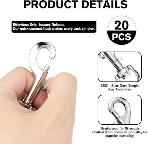 Lucky Goddness 20pcs Swivel Snap Hooks for Dog Leash Collar Linking, Metal Heavy Duty Eye Lobster Claw Clasp Multipurpose- Perfect for Pet Buckle Key Chain Purse Bag Making Handmade Crafts DIY Project in Saudi Arabia