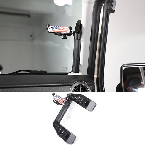 Car A-Pillar Grab Handle Replacement Compatible with INEOS Grenadier 2020-2024 2025+ Accessories, Driver and Passenger Grab Handle Grip Kit with Cell Phone Holder (Black, Type C) in Saudi Arabia