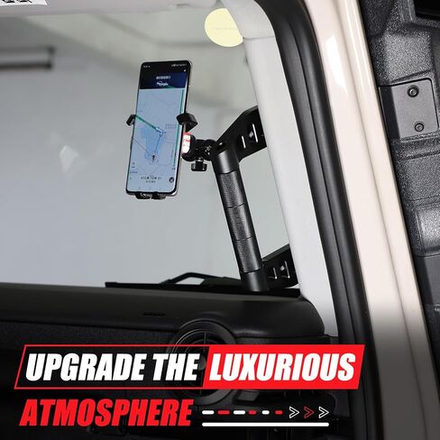 Car A-Pillar Grab Handle Replacement Compatible with INEOS Grenadier 2020-2024 2025+ Accessories, Driver and Passenger Grab Handle Grip Kit with Cell Phone Holder (Black, Type C) in Saudi Arabia