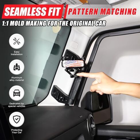 Car A-Pillar Grab Handle Replacement Compatible with INEOS Grenadier 2020-2024 2025+ Accessories, Driver and Passenger Grab Handle Grip Kit with Cell Phone Holder (Black, Type C) in Saudi Arabia