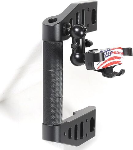 Car A-Pillar Grab Handle Replacement Compatible with INEOS Grenadier 2020-2024 2025+ Accessories, Driver and Passenger Grab Handle Grip Kit with Cell Phone Holder (Black, Type C) in Saudi Arabia