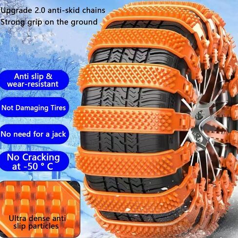 Snow Chains Compatible with Suzuki GSX R 600, 20 pieces Heavy Duty Anti-Skid Snow Tire Chains Plastic Zip Tie Tire Traction Chain for Winter Driving,Orange-20pcs in Saudi Arabia