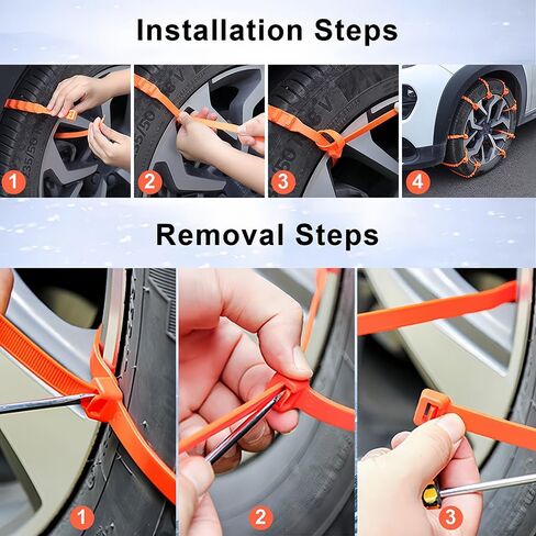 Snow Chains Compatible with Tesla Model 3 Long Range, Heavy Duty Anti-Skid Snow Tire Chains Plastic Zip Tie Tire Traction Chain for Winter Driving,50pcs in Saudi Arabia