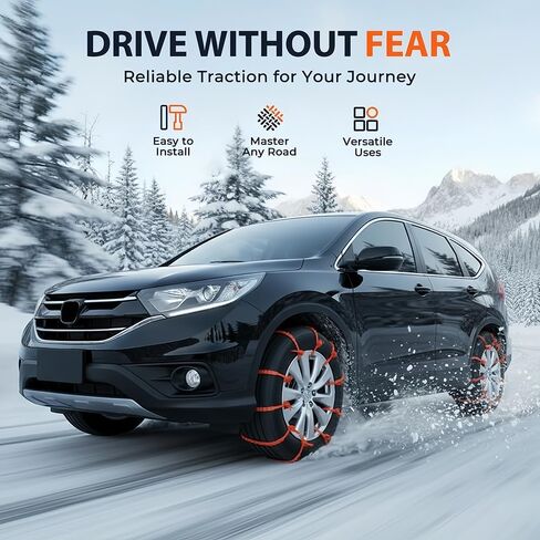 Snow Chains Compatible with Tesla Model 3 Long Range, Heavy Duty Anti-Skid Snow Tire Chains Plastic Zip Tie Tire Traction Chain for Winter Driving,50pcs in Saudi Arabia