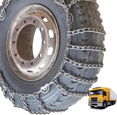 قطعتان من سلاسل إطارات الثلج شديدة التحمل مقاس 9 مم لشاحنات بيك اب SUV وسلاسل الجر AVT تصميم انزلاقي منغنيز للثلج والطين والجليد والرمل، قبضة موثوقة 12R22.5 قطعتان 8.25-16 in Saudi Arabia