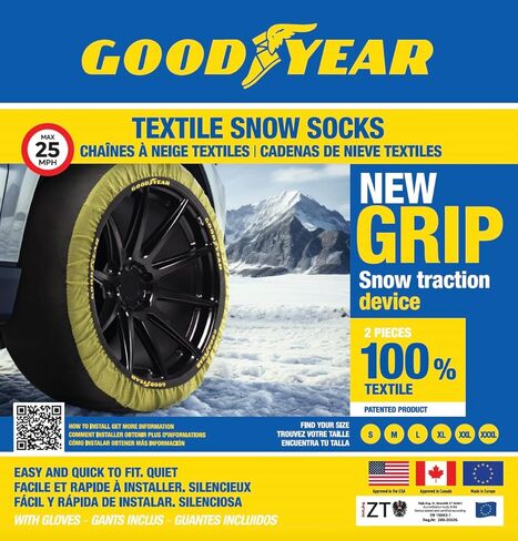 Goodyear Grip Textile Traction for Optimal Tire Grip in Snow and Ice. Global Leader in Tire Socks. Durable Multi-Season Reuse. Easy to Install Snow Socks for Emergency and Preventative Winter Safety. in Saudi Arabia