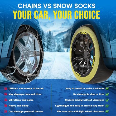 Goodyear Grip Textile Traction for Optimal Tire Grip in Snow and Ice. Global Leader in Tire Socks. Durable Multi-Season Reuse. Easy to Install Snow Socks for Emergency and Preventative Winter Safety. in Saudi Arabia
