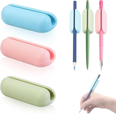 3-Pack Weighted Pencil Grips – Silicone Pencil Grips for Adults, Seniors & Special Needs – Improves Writing Stability for Hand Tremors, Autism, ADHD (Pink/Green/Blue) in Saudi Arabia