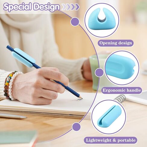 3-Pack Weighted Pencil Grips – Silicone Pencil Grips for Adults, Seniors & Special Needs – Improves Writing Stability for Hand Tremors, Autism, ADHD (Pink/Green/Blue) in Saudi Arabia