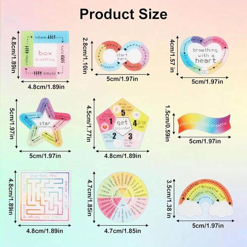 18pcs Anxiety Sensory Stickers, 9 Styles Colorful Rainbow Sensory Sticker Textured Calm Strips Tactile Rough Desk Fidget Anti Stress Adhesives for Adults Teens Classroom Office in Saudi Arabia