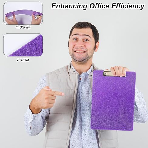 Purple Clear Glitter Clipboard Glitter Plastic Clipboards with Clip Cute Single Clipboard Work Clipboards for Office Supplies, Women 12.6 X 8.86 Inch in Saudi Arabia
