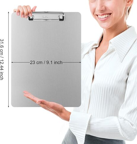 ZCZN Metal Clipboard, 12 x 9 Inches Heavy Duty Aluminum Clipboards, A4 Letter Sizer Document Holder with Low Profile Clip, Suitable for School, Office, Jobsite or Medical Staff, Silver in Saudi Arabia
