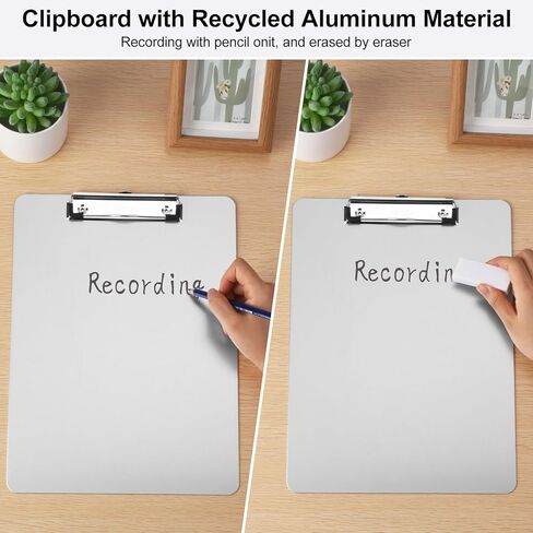 ZCZN Metal Clipboard, 12 x 9 Inches Heavy Duty Aluminum Clipboards, A4 Letter Sizer Document Holder with Low Profile Clip, Suitable for School, Office, Jobsite or Medical Staff, Silver in Saudi Arabia