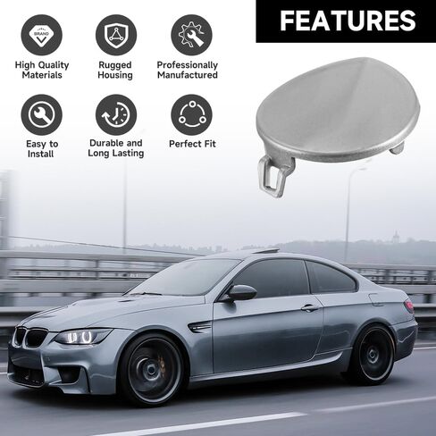 Front Bumper Tow Hook Cover Cap for BMW 328i / 328i xDrive 2009-2012 for BMW 335i / 335i xDrive 2009-2011 | Replaces 51117207299 | Tow Hook Eye Hole Cover Cap - Silver in Saudi Arabia