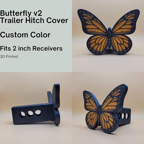 Butterfly Trailer Hitch Cover for 2 Inch Receiver – Custom Color Options – 3D Printed Decorative Hitch Cap – Weather-Resistant, Durable & Unique Gift for Truck or SUV Owners in Saudi Arabia
