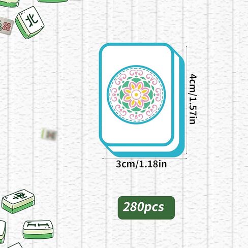 280 Pcs Edible Mahjong Cake Toppers, Cute Mahjong Theme Glutinous Rice Paper Cupcake Decorations for Cupcakes Desserts Game Theme Party Supplies in Saudi Arabia