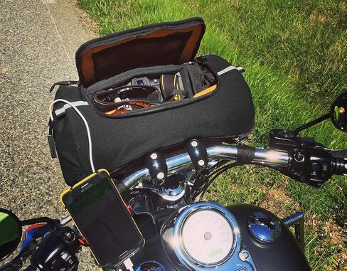 Motorcycle tail bag, roller shape, made of Italian leather, 13,5 gallons capacity + additional raincover included (L, Leather) in Saudi Arabia